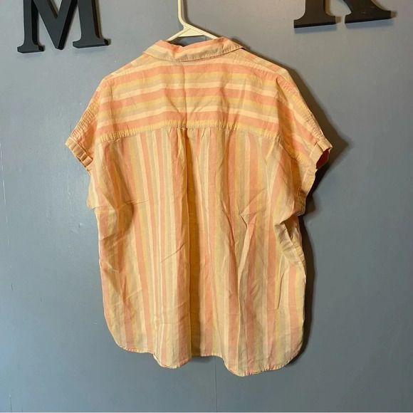 Patagonia lightweight A/C button up shirt peach stripe size large - Picture 8 of 11